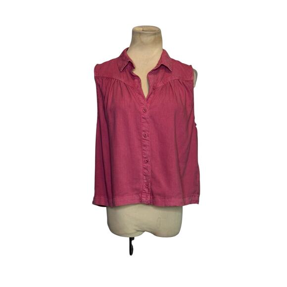 Bella Dahl pink sleeveless buttoned blouse size small - Picture 1 of 13